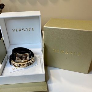 Versace double wrap leather bracelet